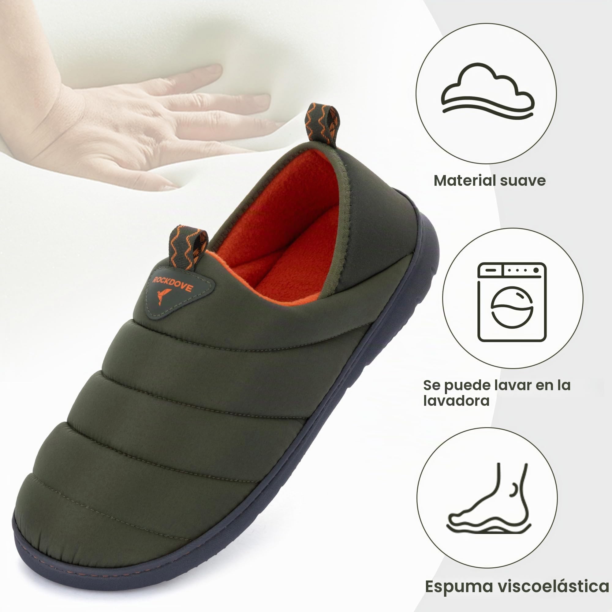 RockDove Set of 2 Pairs -Size 44-45, Zapatillas de Plumas con Espuma de Memoria Hombre Campground (Oriole) Pufflite - Pantuflas dos tonos hombre con suela interior y exterior (Verde Cazador)