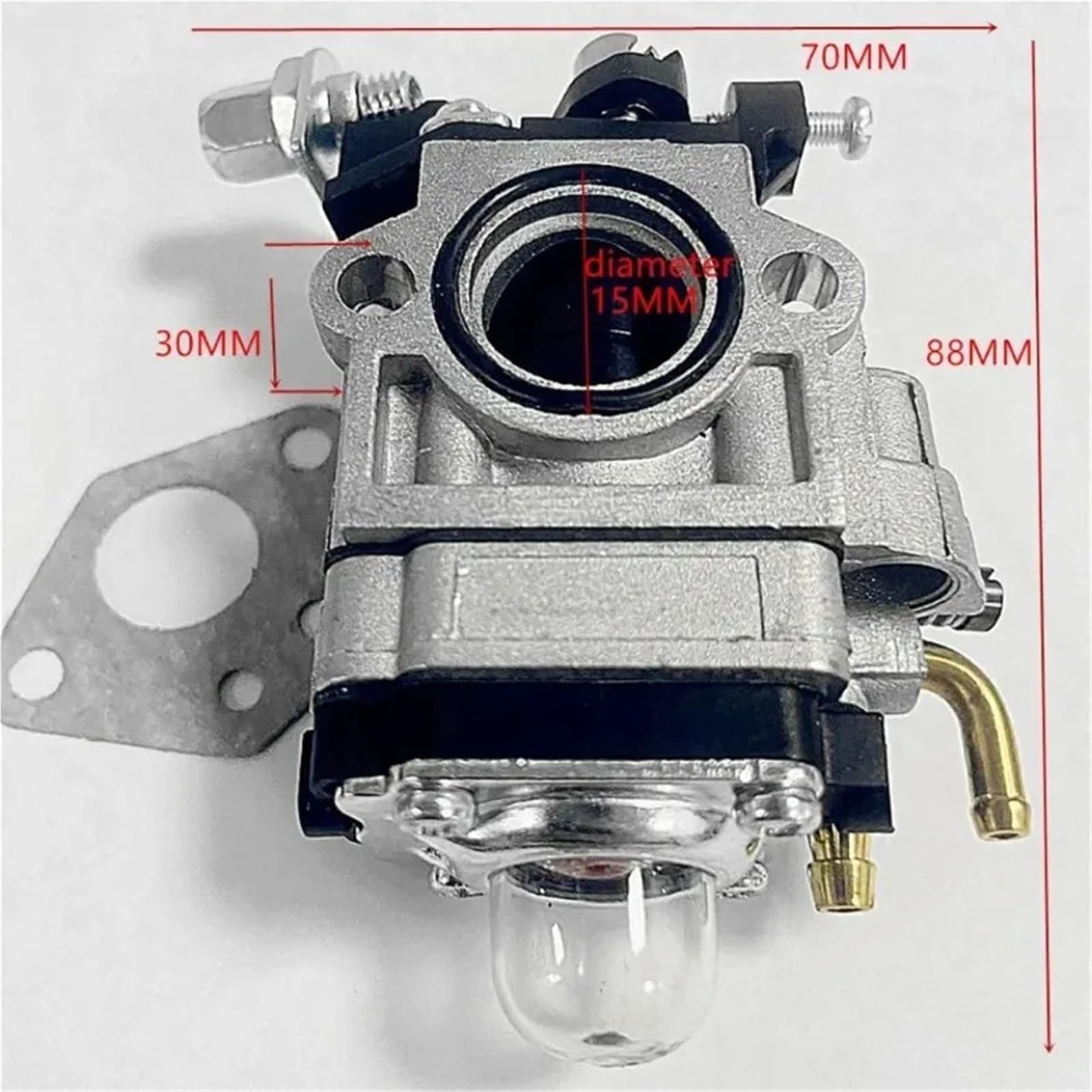 Kit de carburador de 15 mm for desbrozadora y Motosierra de 2 Tiempos, Universal for desbrozadora y Cortasetos TB43, BC250, CG430, 43 CC.