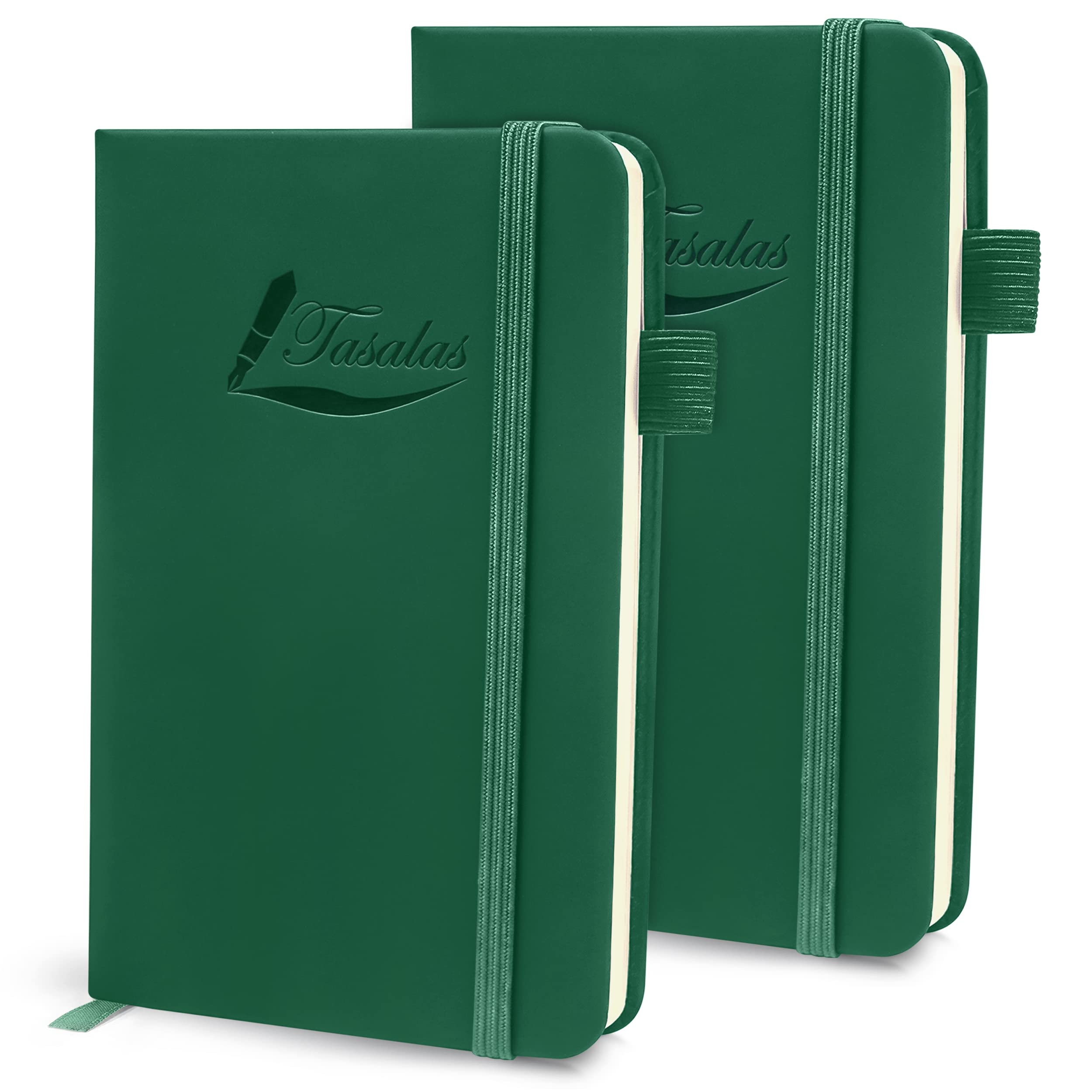 Tasalas Pocket Notebook Portable A6 Notebooks with Inner Pocket and Elastic Band, 80 GSM Lined Paper Notepad