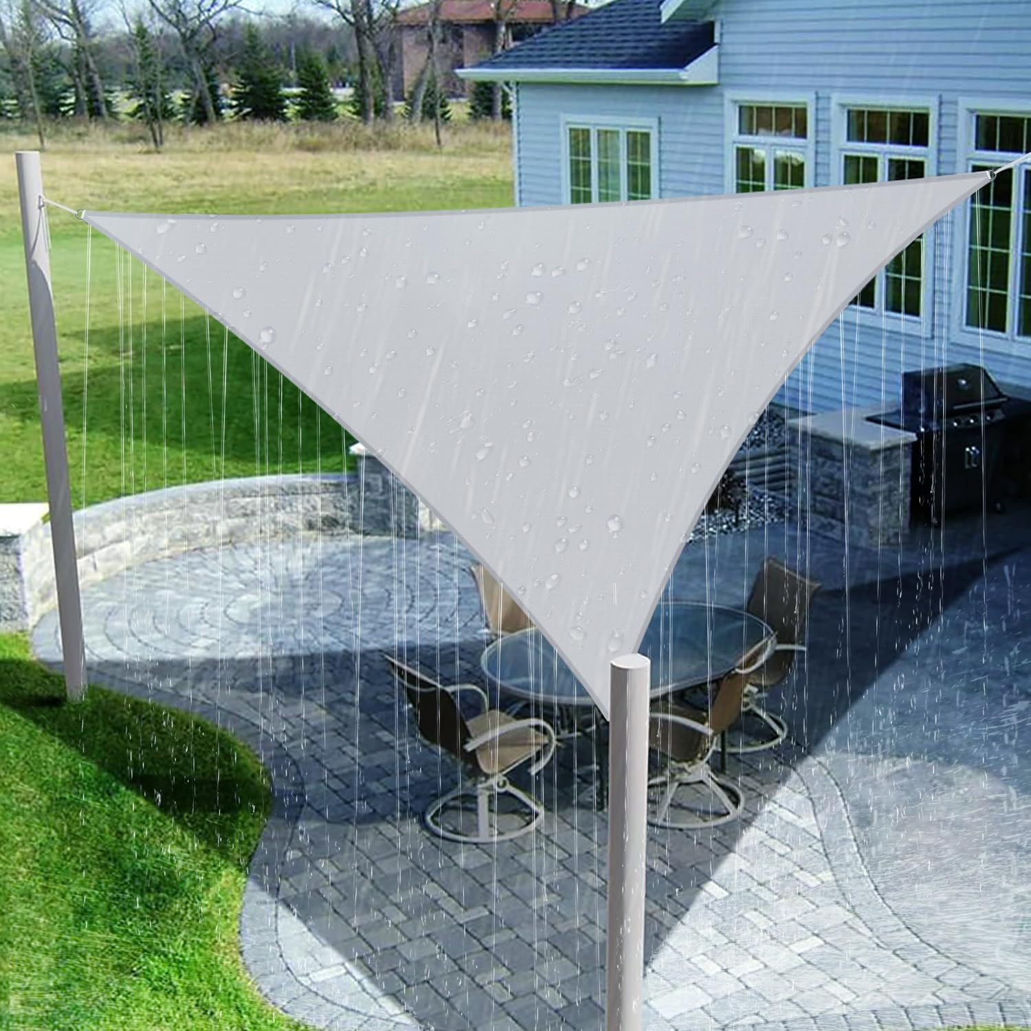 Coarbor 10'x13'x16.4' Waterproof Sun Shade Sail Sunshine Block Canopy Right Triangle Shade Cover for Garden Outdoor Pergola Carport Awning Patio Yard, Light Grey