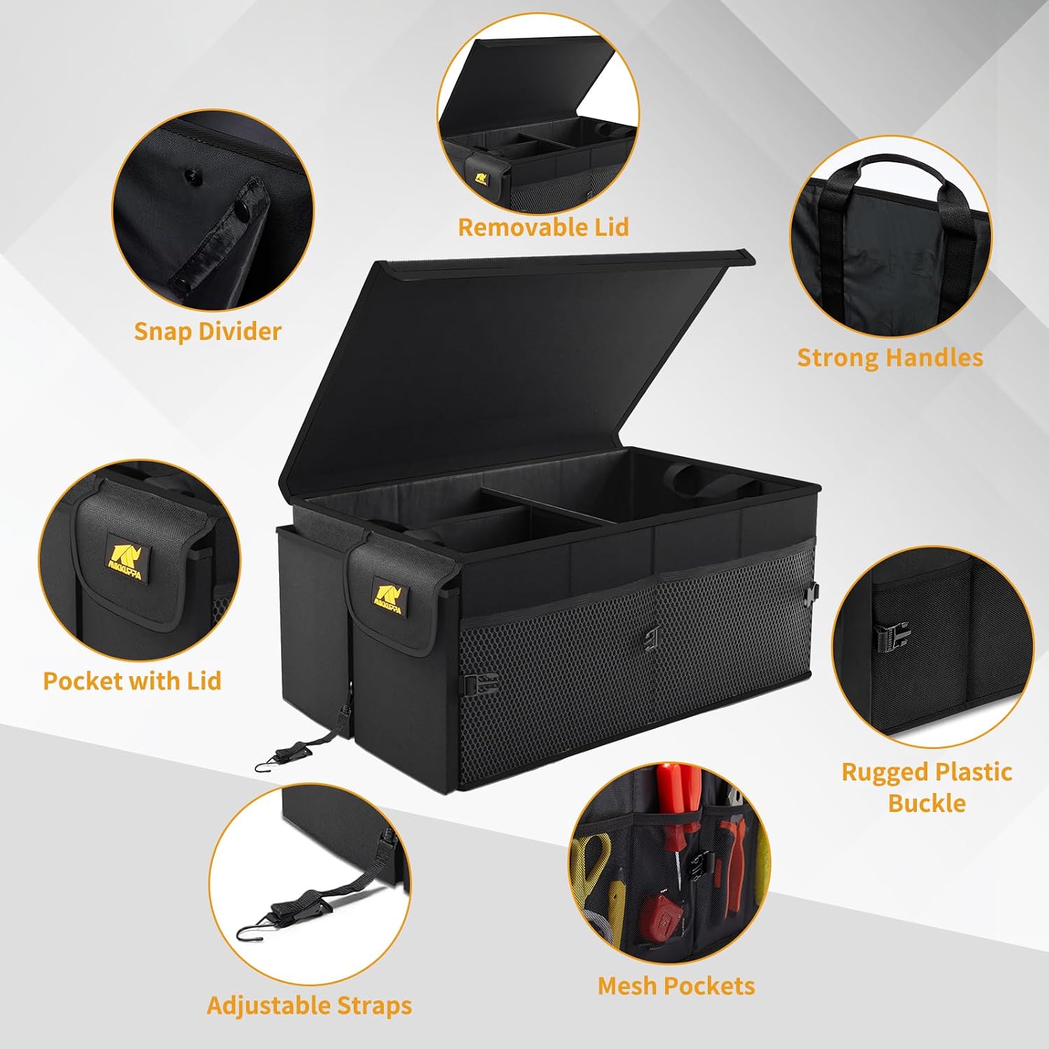 MIKKUPPA Car Trunk Organizer - Collapsible Trunk Organizer with Lid & with Cooler