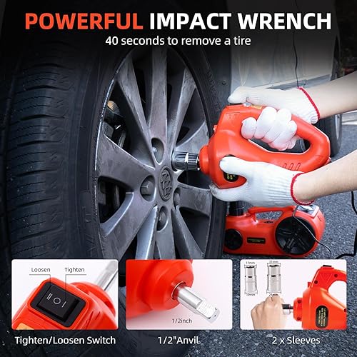 Miniatura 6 de Trihelper Juego de gatos hidráulicos mejorados para automóvil  Kit de gato de piso de vehículo 5 en 1 de 5 toneladas de elevación de neumáticos de