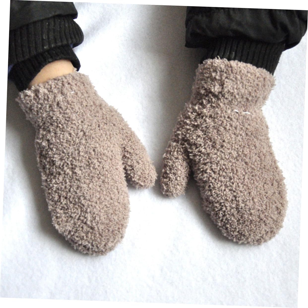 NOLITOY 6 Pairs Boys and Girls Winter Gloves Full Coverage Mittens Soft Warm Knit Child Hand Protection Stylish Easy to Use