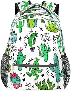 Mochila para mulheres e homens, divertida, cacto, suculenta, para viagem, laptop, mochila à prova d'água, mochila diária com vários bolsos, mochila casual para escola, acampamento, caminhada, trabalho, Multicor, Medium