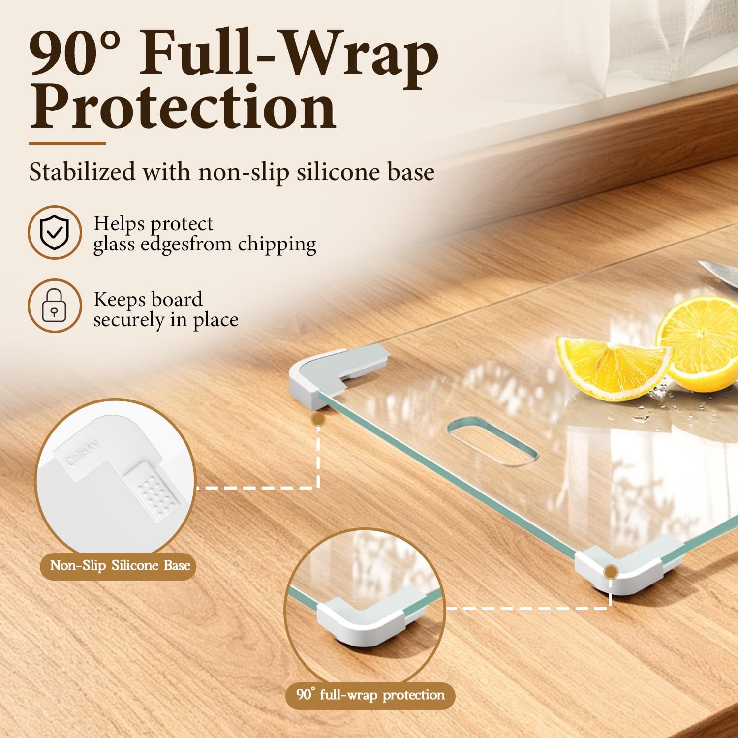 16x12 Clear Tempered Glass cutting boards for kitchen dishwasher safe | Non-Slip Corner Guards,Shatter-Resistant,Scratch-Resistant,Food-Safe & Non-Toxic,large cutting board