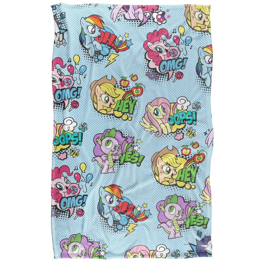 My Little Pony MLP Pop Art Pattern Super Soft Snuggle Blanket with Silky Touch - 91 x 147 cm