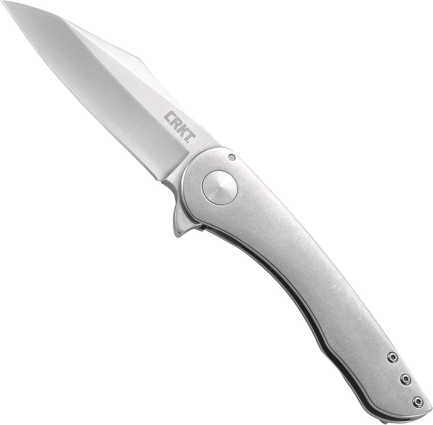 CRKT Jettison EDC Folding Pocket Knife: Utility Everyday Carry, Satin Modified Sheepsfoot Blade, Flipper Open, Frame Lock, Stonewashed Stainless Steel Handle, Deep Carry Pocket Clip 6130