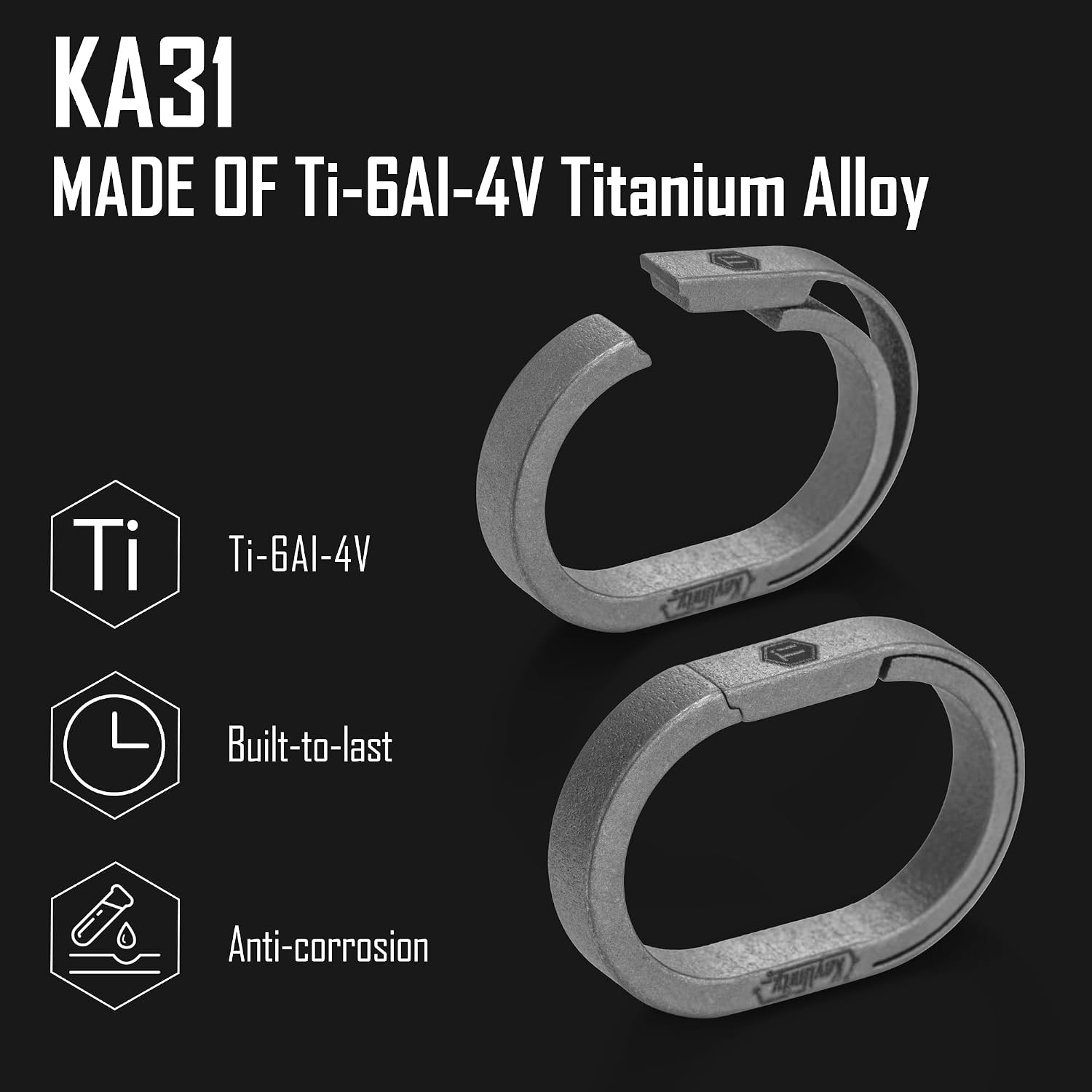 KeyUnity Titanium Side-Opening Oval Key Ring – Lightweight EDC Connector for Car Keys, Tools, and Outdoor Gear