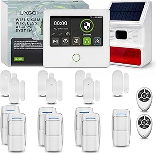 Alarmanlage Funk Set WLAN + GSM 4G | Alarm Kit mit Funk Solar Alarmirene 7X PIR-Sensoren, 7X Tür- & Fenstersensoren | DIY-Montage, ideal für Haus, Wohnmobil, Garage | Modell HXA502