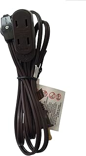 6 Feet Extension Cord 16/2 with Thumb Wheel On/Off Switch Brown