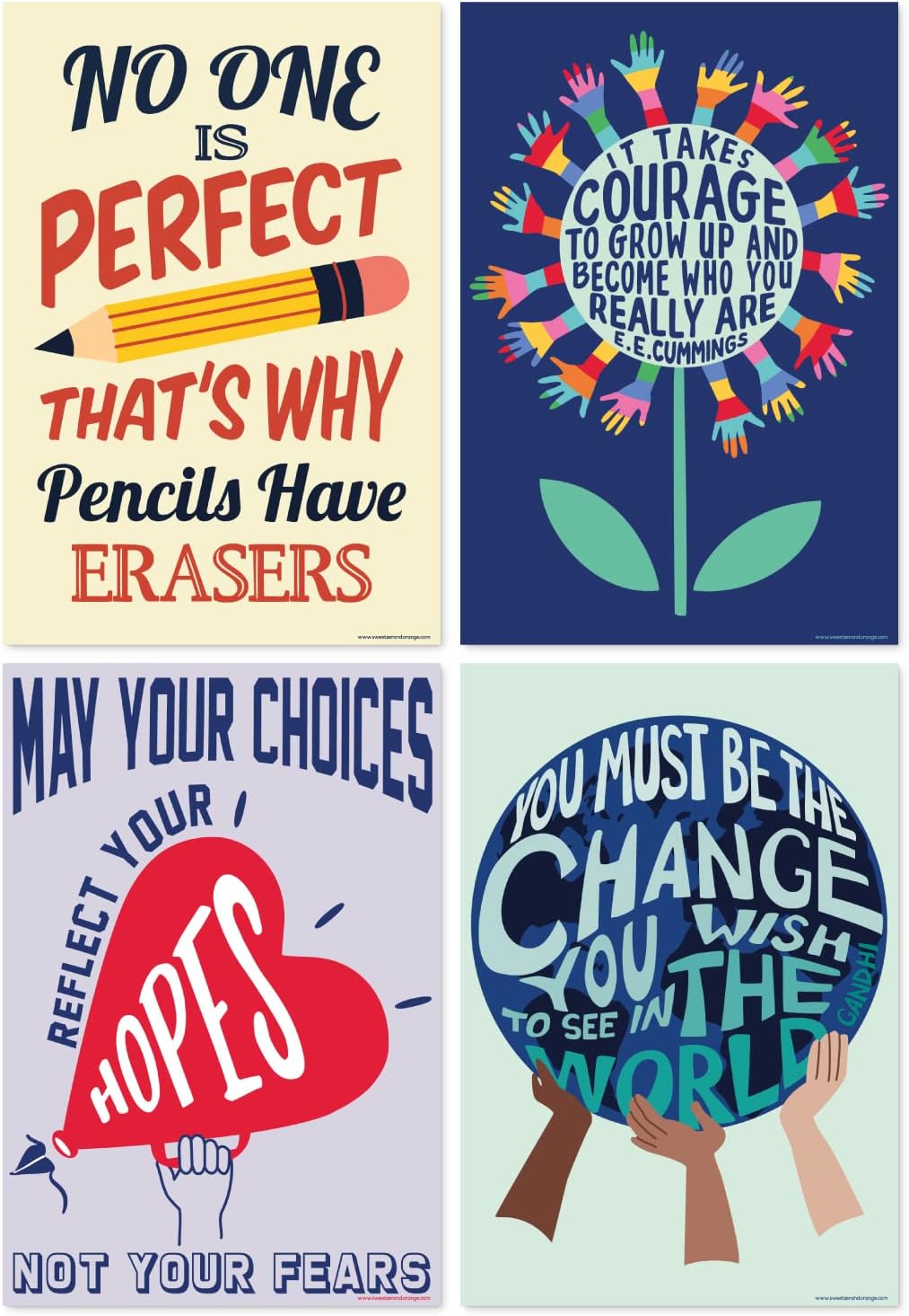 Sweetzer & Orange Growth Mindset Posters for Middle and High School Classroom Decorations – Set of 13 Motivational Wall Art Decor, Inspirational Artwork Quotes! 15 x 22” Large Poster Bundle