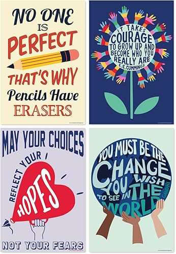 Miniatura 3 de Sweetzer & Orange - Pósteres con mensajes de crecimiento mental para decoración de sala de clases de escuela secundaria, paquete de 13 póster