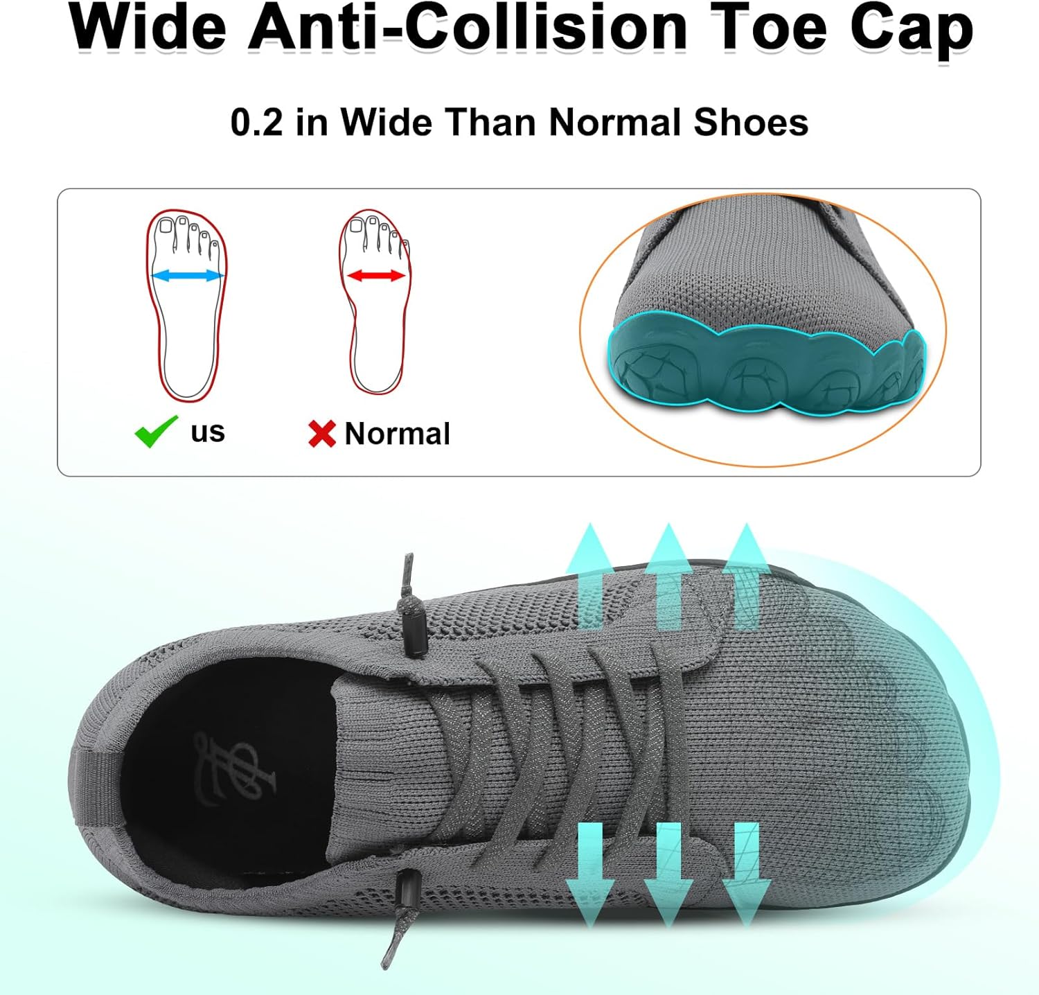 LeIsfIt Women's Barefoot Shoes Slip-On Sneakers Wide Toe Box Minimalist Shoes for Walking Hiking Trail Running