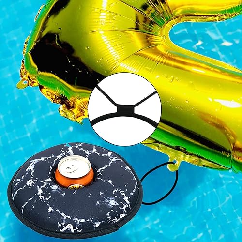 Miniatura 4 de Wanty Soporte flotante de neopreno de gran tamaño para bebidas de piscina para fiesta en la piscina, diversión acuática, se adapta a latasbotellas