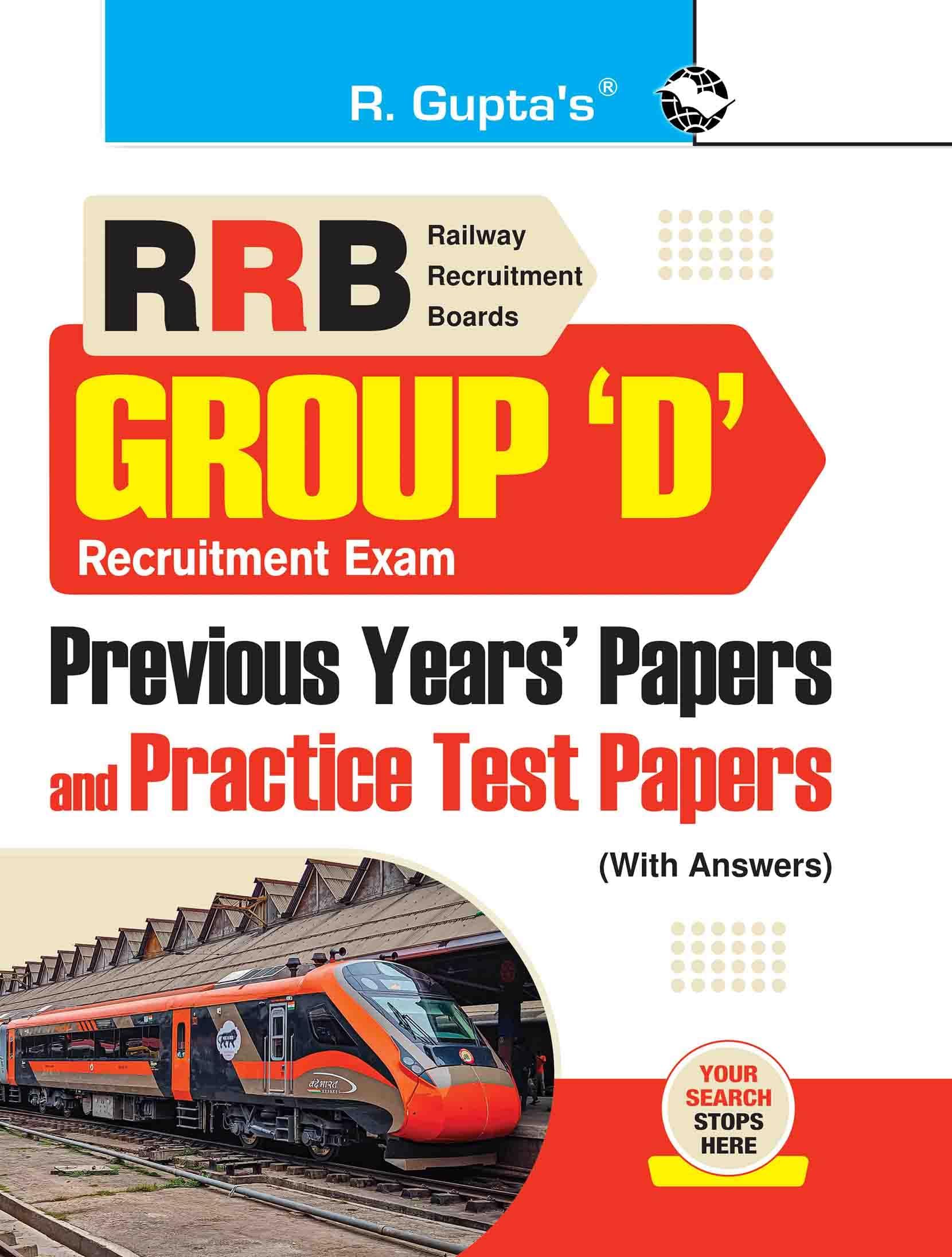 RRB: Group 'D' Recruitment Exam Previous Years' Papers & Practice Test Papers (Solved)