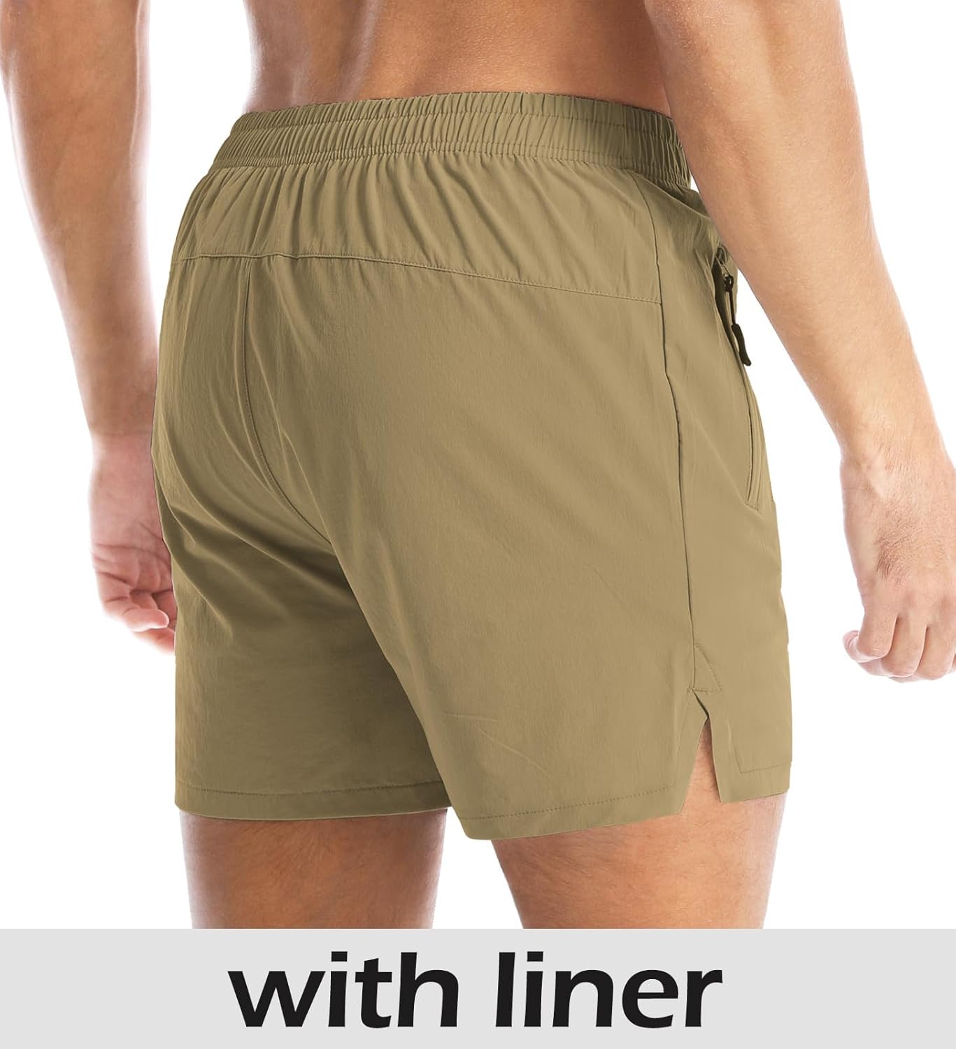Aolesy Men's Gym Shorts Linerless & Liner - 5" Quick Dry Workout Running Shorts with Zip Pockets Sports Athletic Shorts - Image 3