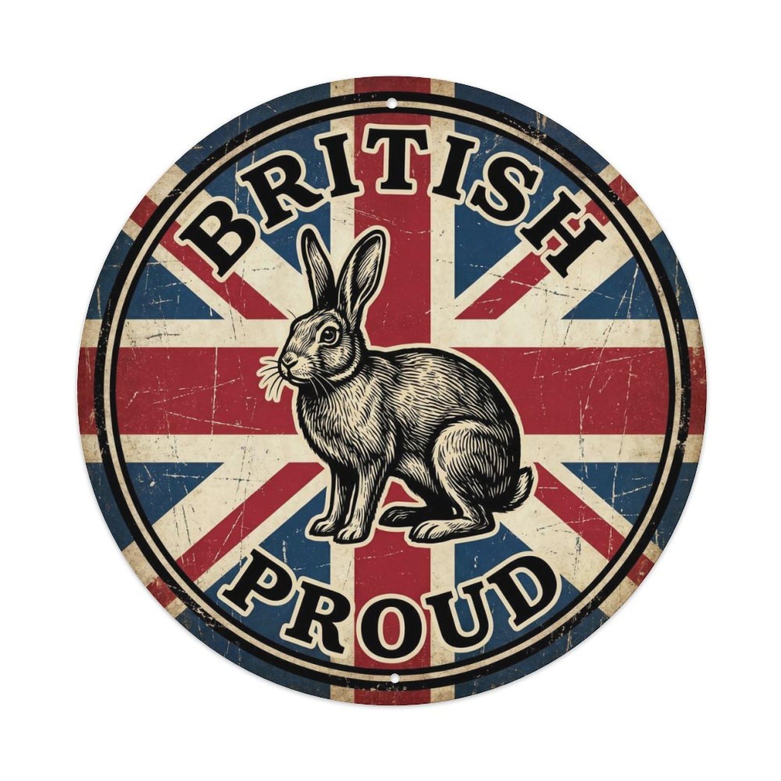 British Proud Rabbit Wildlife Heritage Emblem Metal Tin Sign