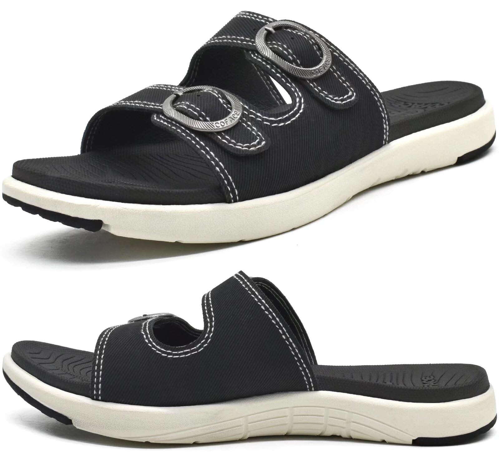 COFACE Womens Orthotic Slides Comfort Plantar Fasciitis Arch Support Slip on Flat Sandals Ladies Soft Cushion Fashion Yoga Mat Slippers With