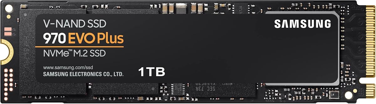 SAMSUNG 970 EVO Plus SSD 1TB NVMe M.2 Unidad de estado sólido interna con tecnología V-NAND, almacenamiento y expansión de memoria para juegos, gráficos con control de calor, velocidad máxima, MZ-V7S1T0B/AM