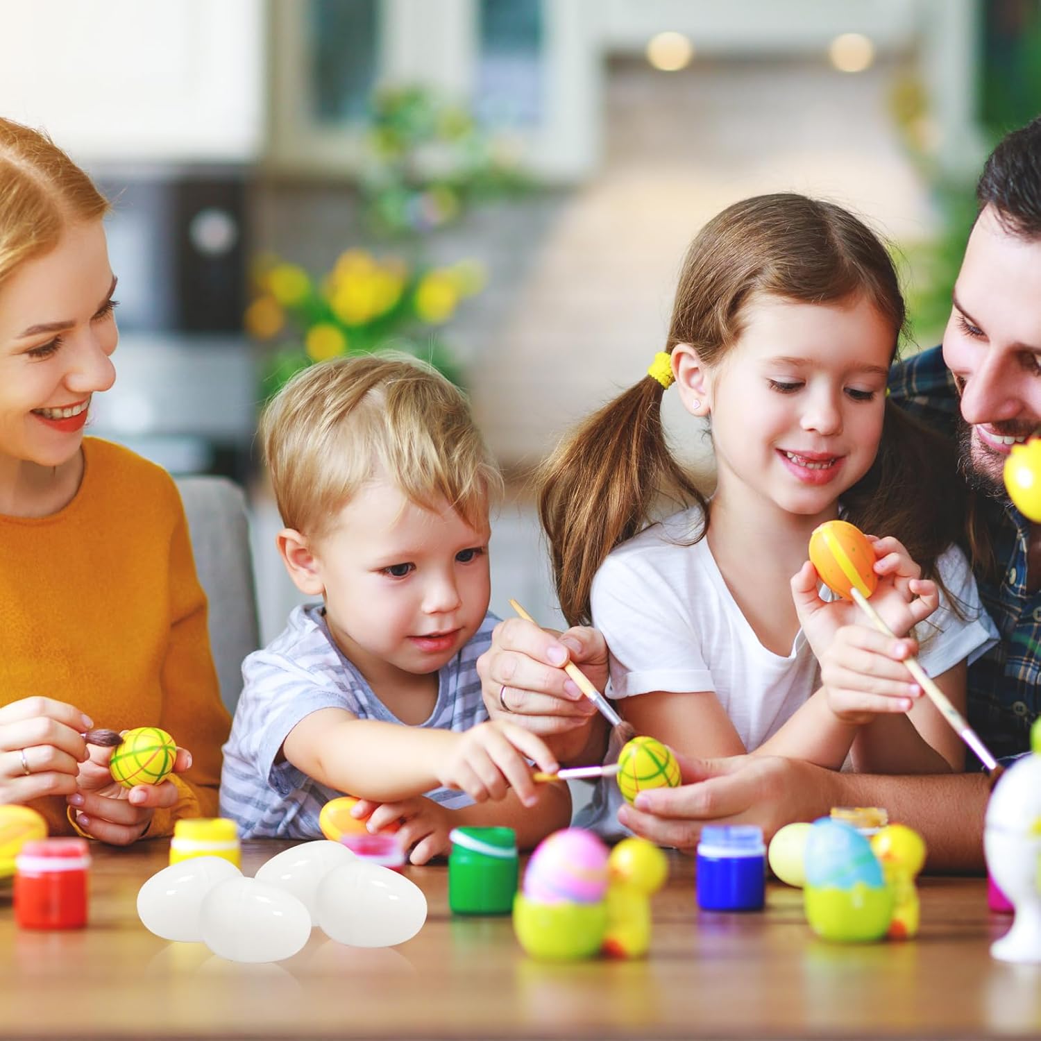 300 Pcs DIY Easter Eggs 1.7 x 2.2 Inch Fillable Blank White Empty Plastic Eggs Easter Basket Stuffers Bulk for Hunt Theme Party Favor Classroom Prize