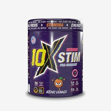 STIM Pre Workout - Atomic Orange | 600G, 50 Servings | 350mg Electrolytes & 200mg Caffeine per Serving | Includes Beta Alanine & Creatine | Sugar Free | Vegan | Low Calorie
