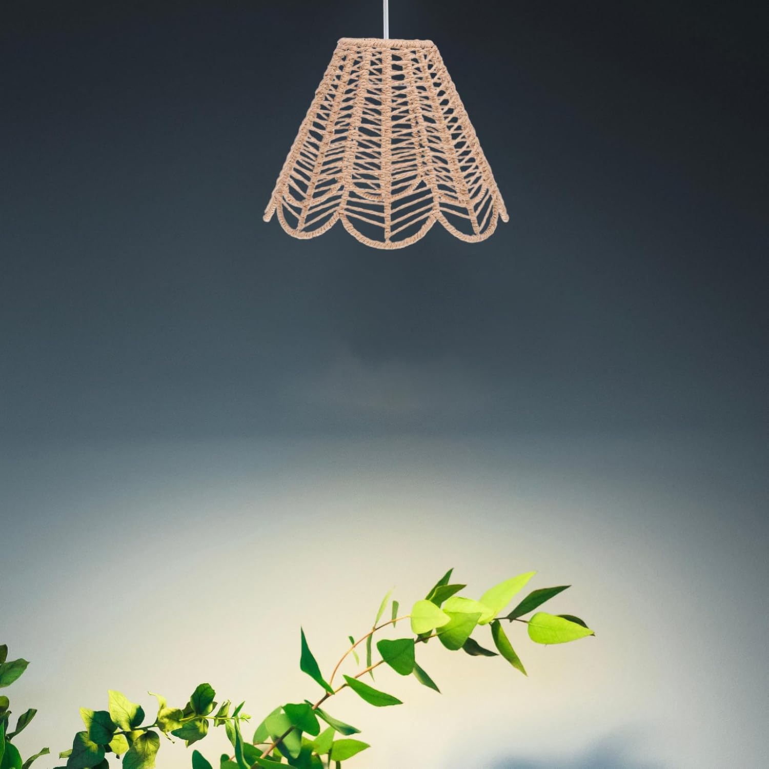 VOSAREA Creative Woven Pendant Lamp Shade Retro Ceiling Light Fixture for Restaurants and Home Decor Soft Illumination and Sturdy Design