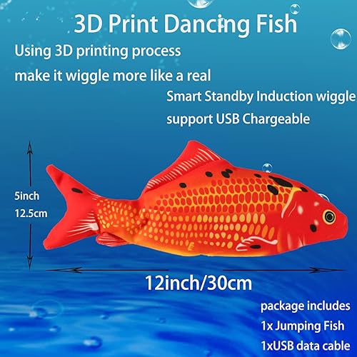 Miniatura 2 de Flopping Fish - Juguete eléctrico para perros y gatos, juguetes interactivos para mascotas para ejercicio de perros, reduciendo el estrés para gatos