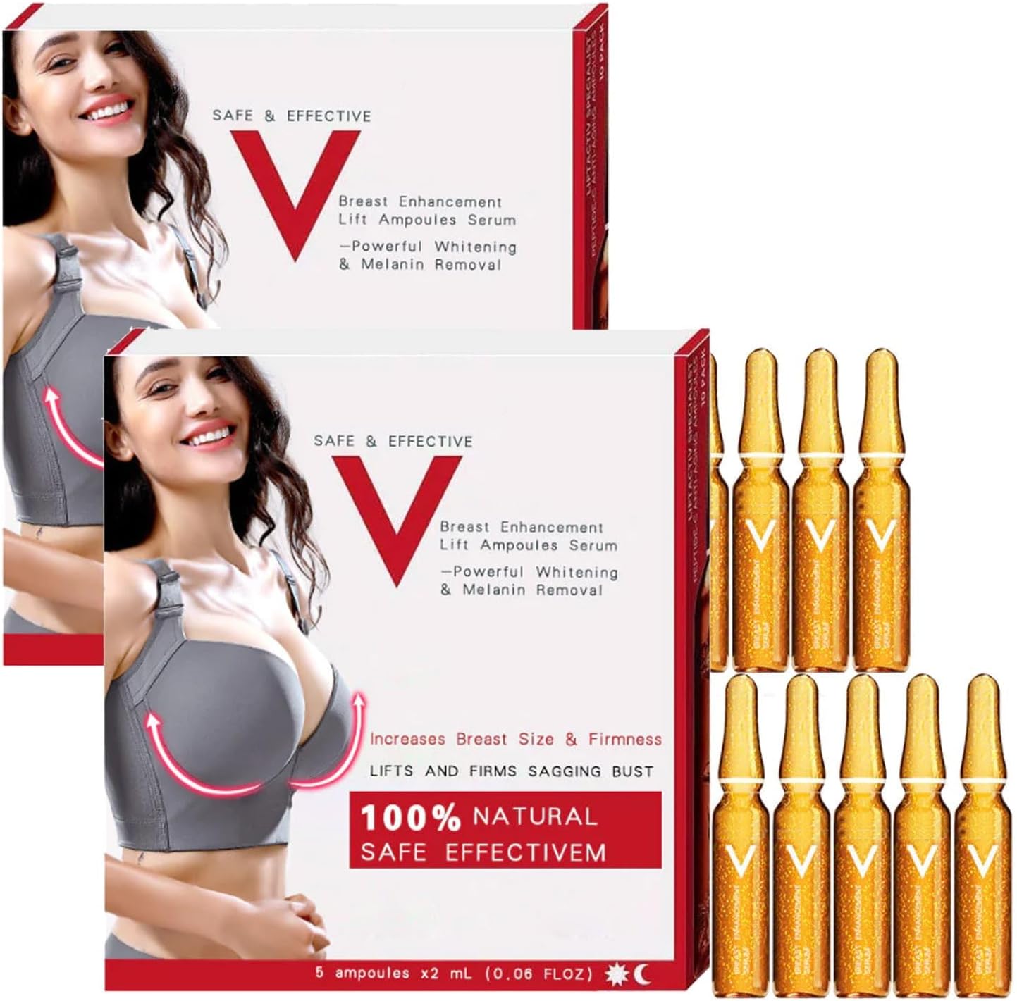 Breast Enhancement Lift Ampoules Serum,5pcs/Box Breast Enhancement Serum,Herbal Bust Up Essential Oil,Lifting & Plumping