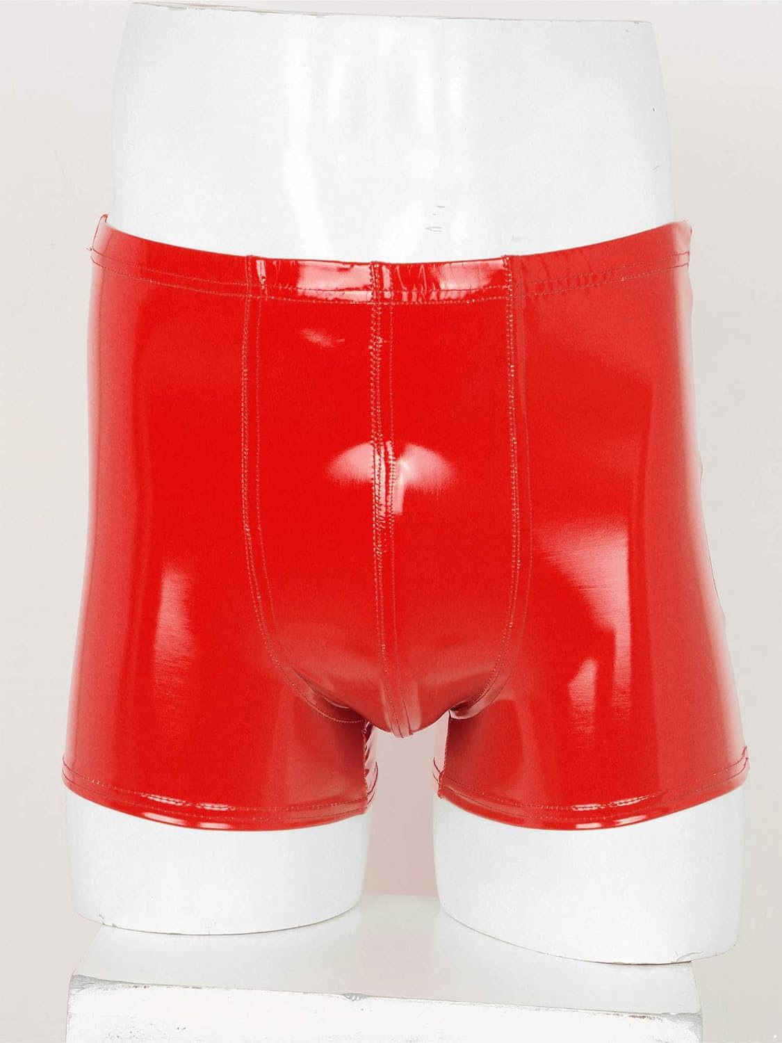 Freebily Men's Wet Look Latex PVC Leather Shorts Bulge Pouch Boxer Brief Clubwear Hot Pants