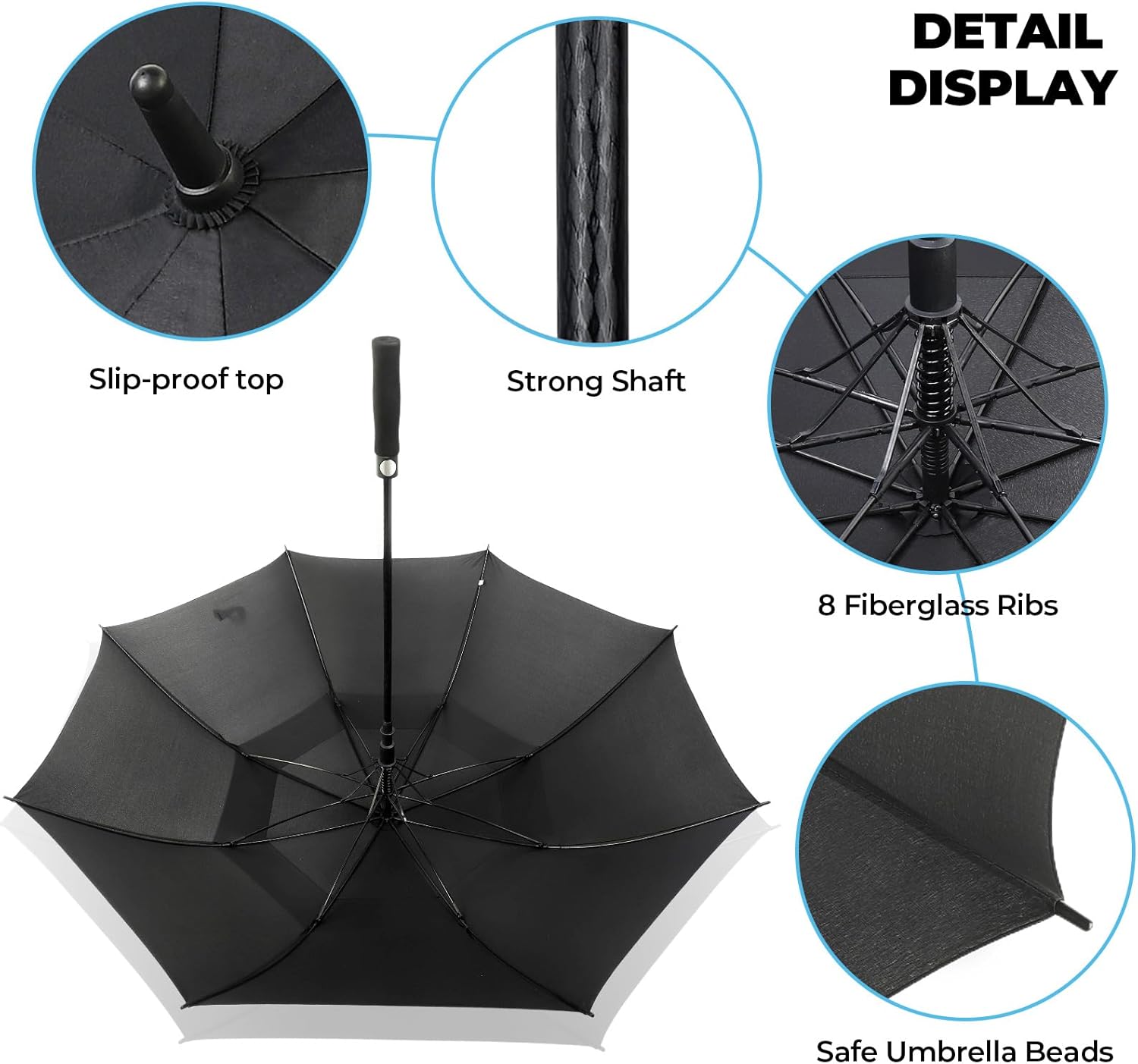 Automatic Open Golf Umbrella, 54/62/68/72 inch Extra Large Oversize Double Canopy Vented Stick Umbrellas, Windproof Waterproof Umbrella for Men And Women - Image 4