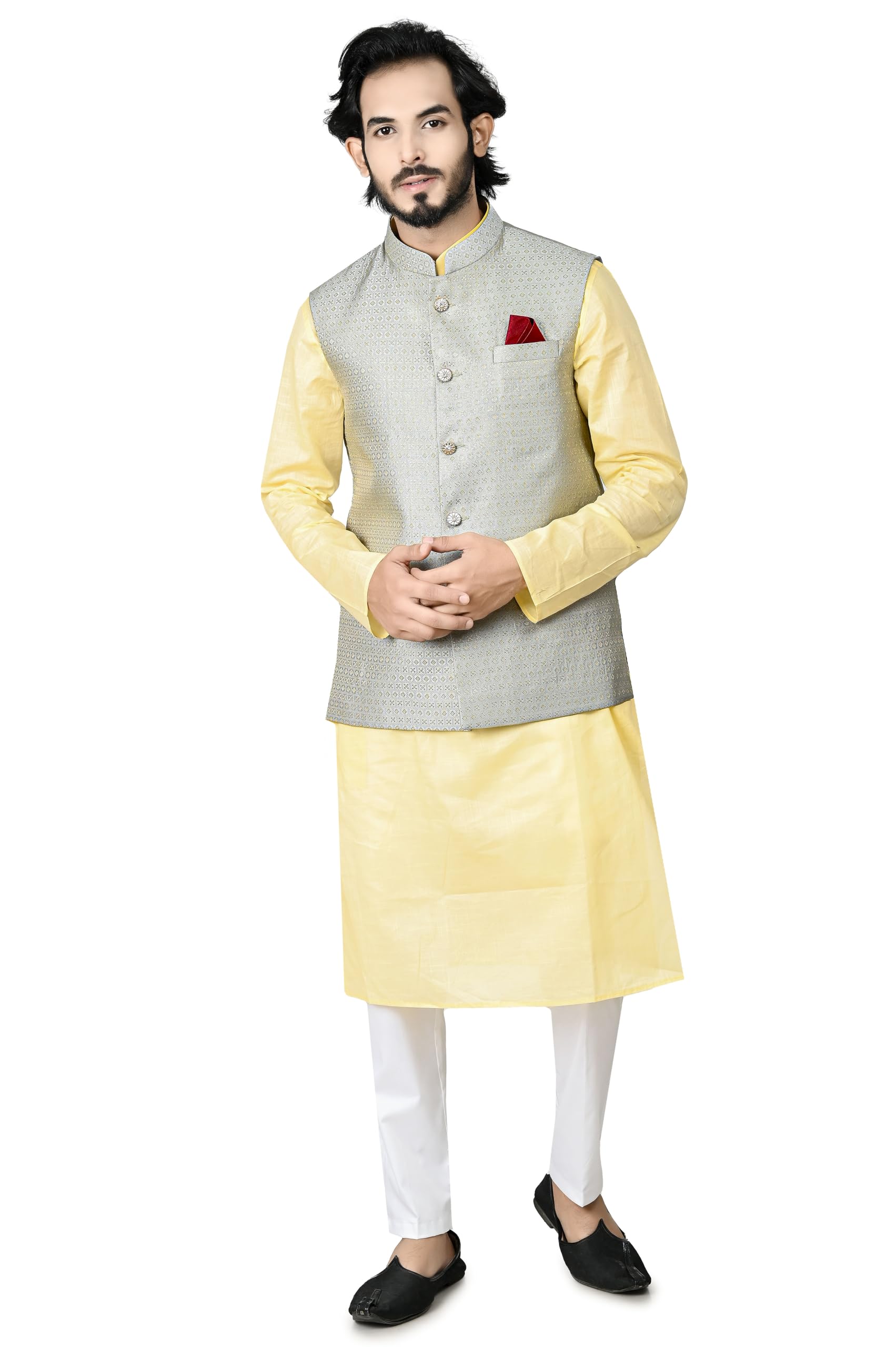doorzi Men's Brocade Self-Textured Nehru Jacket-picture-17