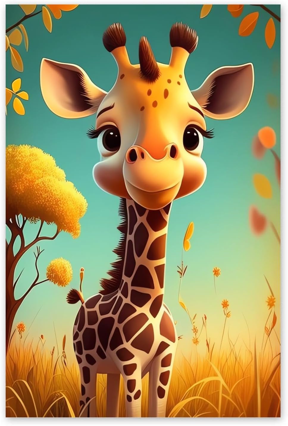 NSUAJOF Diamond Painting Kits DIY Full Round Drill Cartoon Giraffe with Flowers Soft Canvas Personalized Design, 5D Art - Home Wall Decor & Great Gift for Others 20x30 Inch