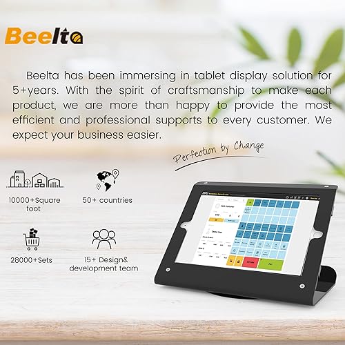 Miniatura 9 de Beelta Soporte para tableta para iPad 7 8 9 de 10,2 pulgadas, base giratoria 360, soporte antirrobo para iPad, metal, blanco, BSC102WT