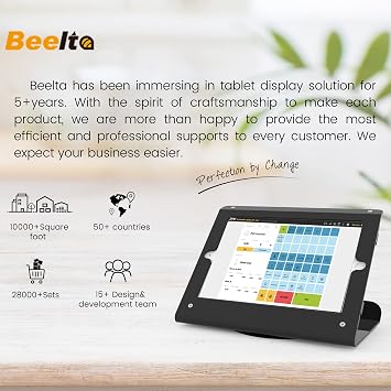 Retail Tablet Holder for 10.2 inch iPad 7th-9th Gen, Business POS Kiosk Stand, Anti-Theft, 360° Swivel Base, Metal, Black