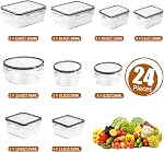 24 Conditionner les contenants de préparation des repas, PRAKI Ensemble de contenants de stockage alimentaire avec Lids.Conteneurs de préparation d'aliments en plastique pour les organisateurs de cuisine de garde-manger et de stockage, sans BPA, sans fuite, micro-ondes/laveuse à vaisselle