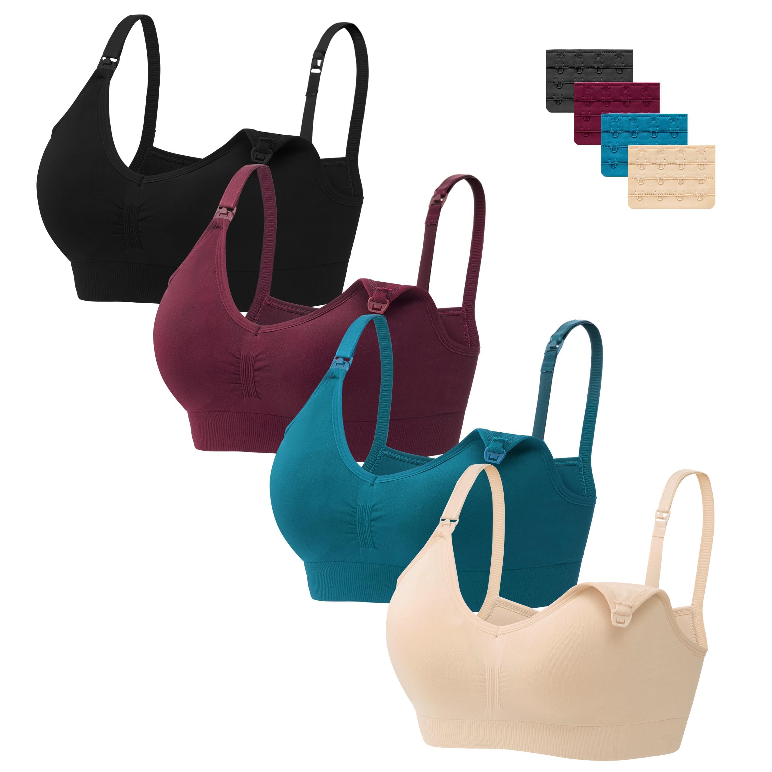 HBselect 3 PCS Reggiseno Allattamento con Estensione Reggiseno Bra Donna Morbido e Traspirante Reggiseno Senza Ferretto e Senza Cuciture