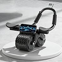 Tixahi Ab Roller Wheel with Timer, Knee Mat & Auto Rebound - Elbow Support Dual Wheel Core Trainer for Abs Home Gym Men Women