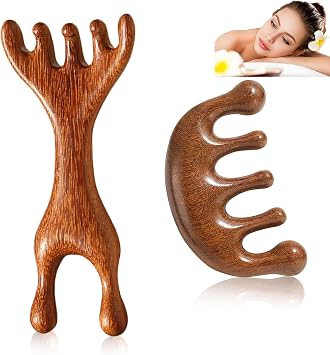 Pack of 2 Wooden Scalp Massage Gua Sha Comb Made of Sandalwood Precise Scalp Massage/Acupuncture Points Hair Massager Scalp Ideal as a Gift for Girlfriend Wife Parents