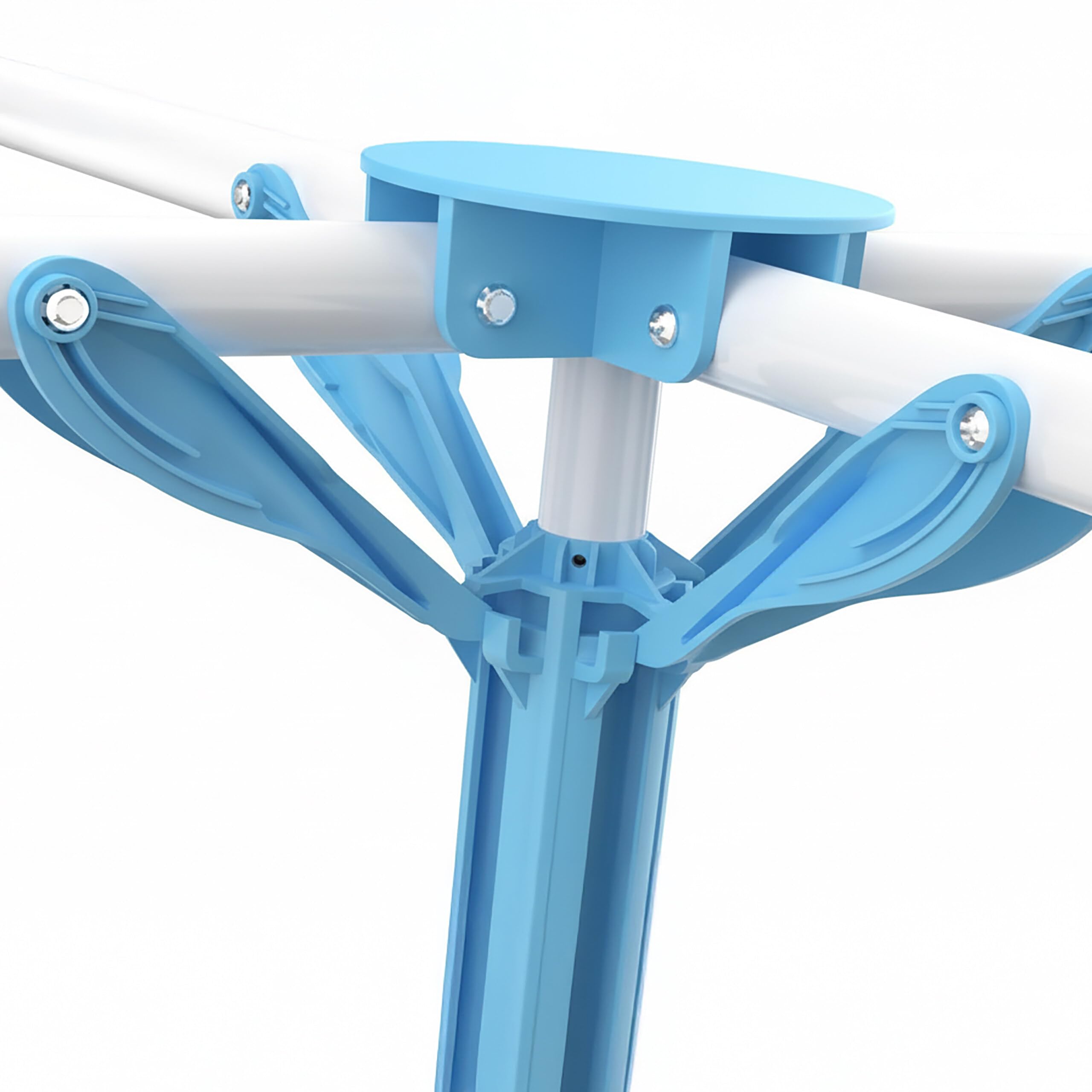Tendedero Relaxdays, Plegable, Ajustable en Altura, 80-200 cm, 4 Varillas, Camping, tendedero, Blanco/Azul