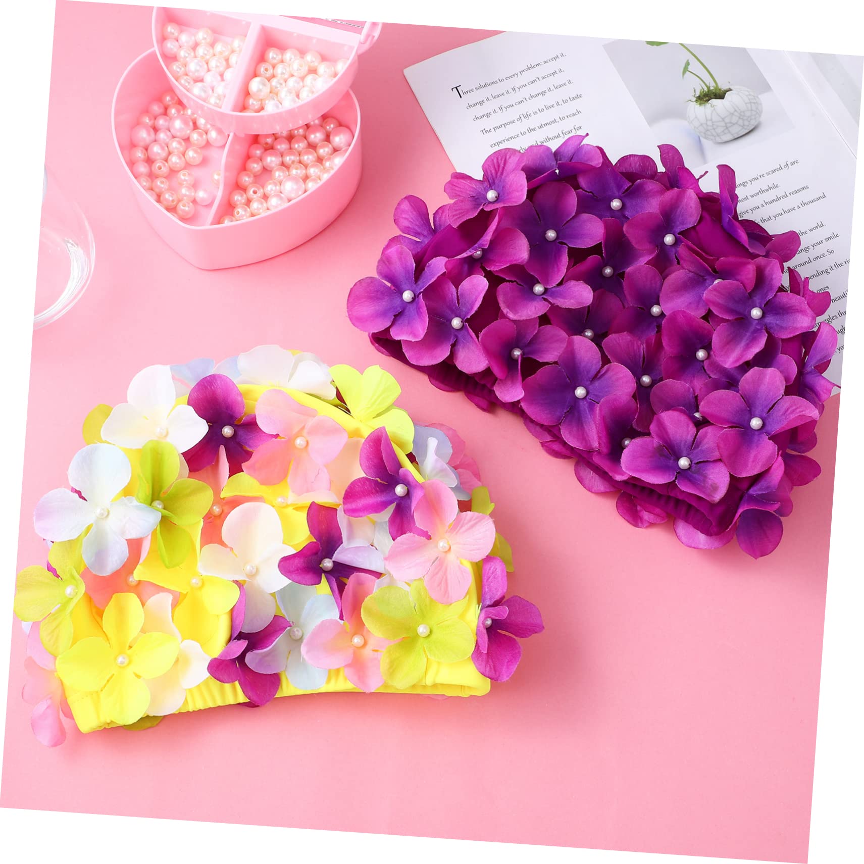 BESPORTBLE Gorro De Baño De Flores Gorros De Baño para Mujer Gorro De Baño De Pétalos Tapones para La Nariz para Nadar Sombreros Divertidos Tela De Nailon