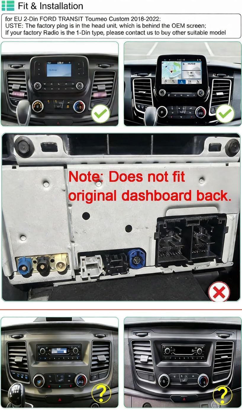 Upgrade Android Radio Stereo for Ford Transit 250 350 2018-2025 Head Unit Replacement Car Multi Media Player,Wireless carplay Android auto WiFi GPS,10" 32GB