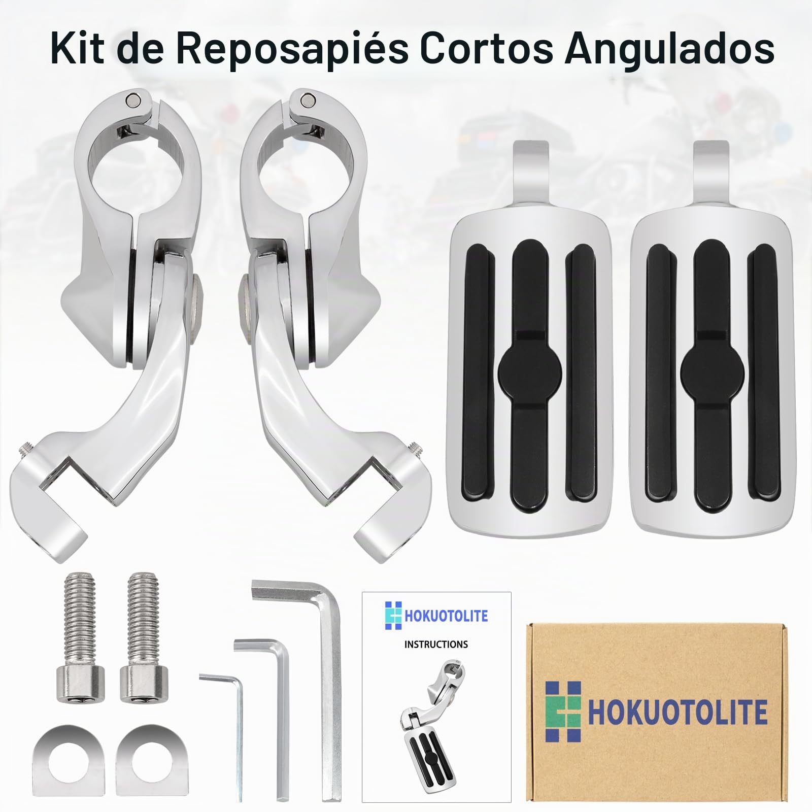 Pinzas de carretera en ángulo corto, reposapiés ajustables para Harley Touring Electra Road King Street Glide con protector de motor 1.25