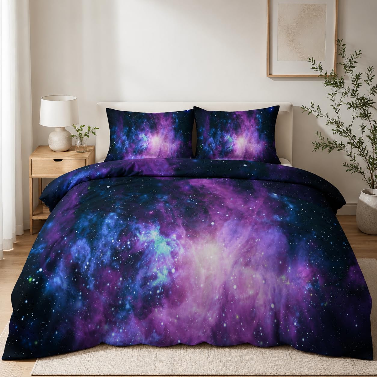 Housse de couette 140x200 avec fermeture éclair pour lit enfant violet