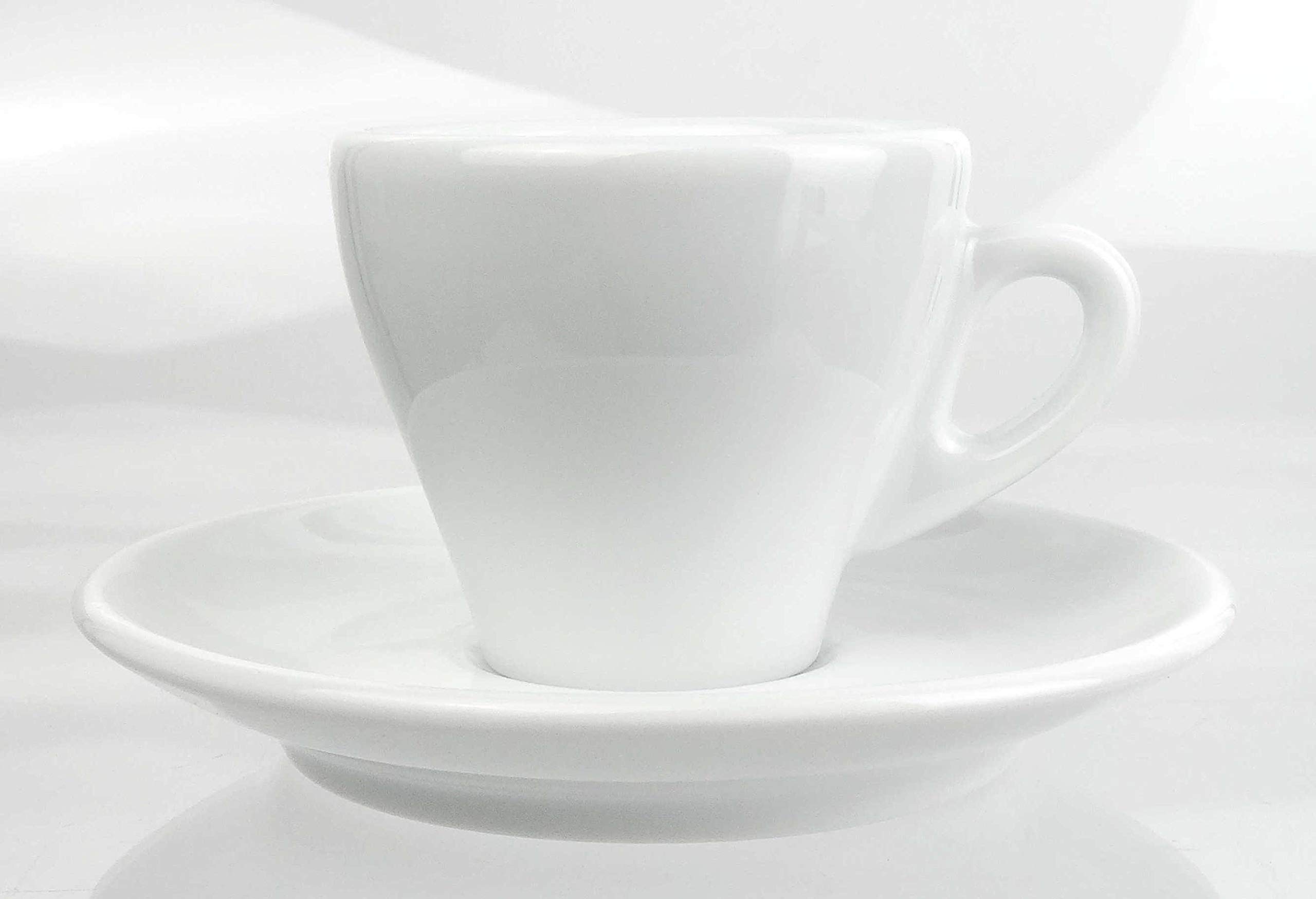 Italienische Espressotasse | »Torino« | Füllmenge (bis zur Oberkante): 70 ml | weiß | handgemacht | 6 Tassen & 6 Untertassen | Made in Italy