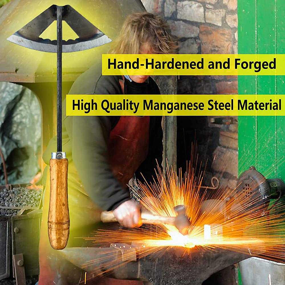 Herramientas manuales de jardinería, azadón, Pala, Accesorios, azadón Duradero, Herramientas de jardinería, Proceso Tradicional de Templado y Forjado de Acero al manganeso-Wooden Handle-A