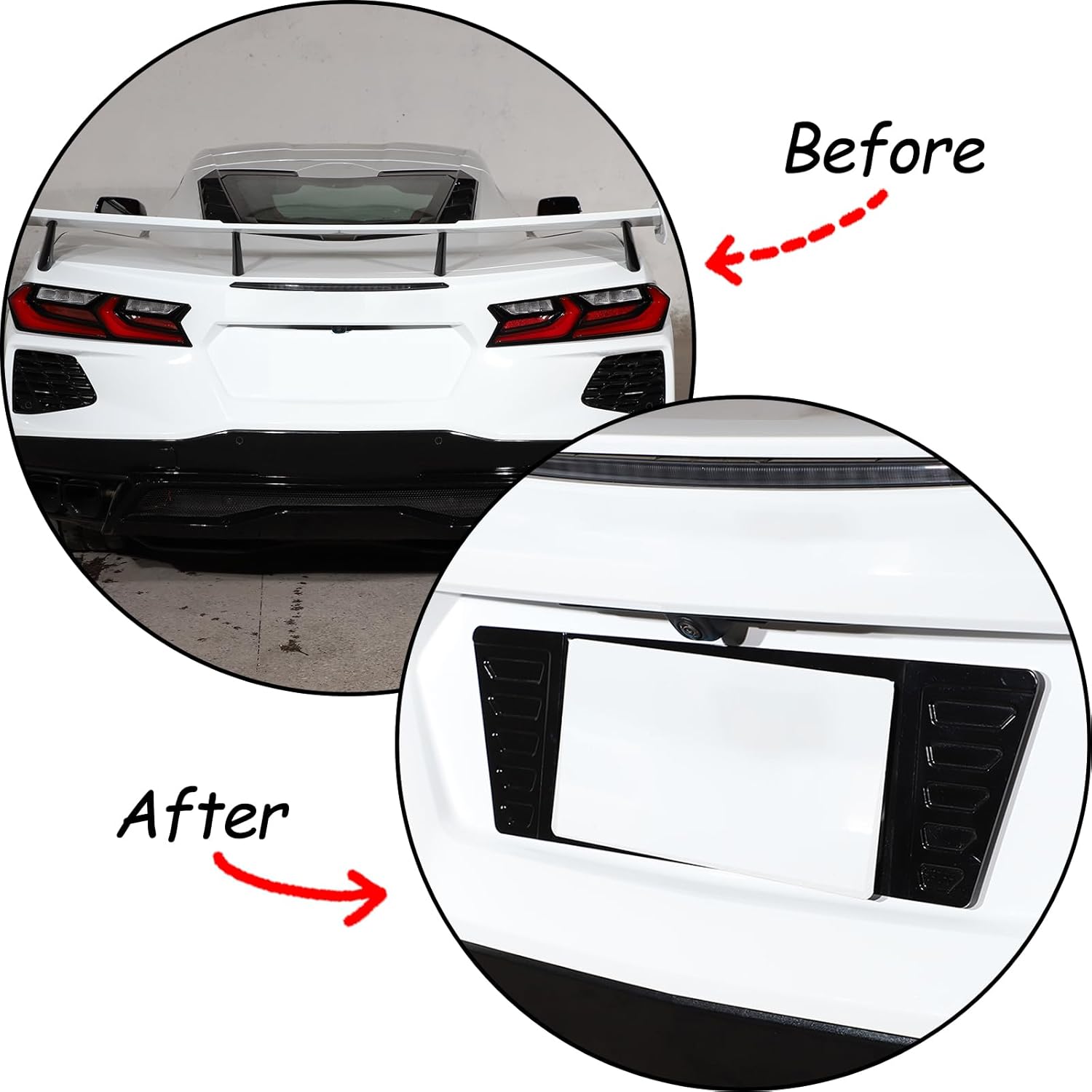 Rear License Frame Compatible with Corvette C7 Z06 Z51 ZR1 Stingray Grand Sport 2014 2015 2016 2017 2018 2019, License Plate Frame Grill Vent Insert Accessory, Aluminum Alloy Accessories