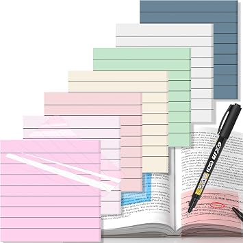 3x3inch Transparent Sticky Notes with Lines, MEIGAONE 7 Pack Lined Sticky Notes Super Strong Adhesion, Waterproof Clear Sticky Note for Study, Book,Office,School Supplies