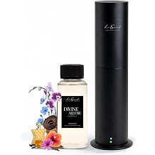 Aroma Scent Diffuser Starter Kit for Up to 1000SQ. FT. Coverage - 120ML Waterless Essential Oil Scent Included - Luxury Aroma Diffuser Ideal for Home, Office & Hotel Black, Divine Allure