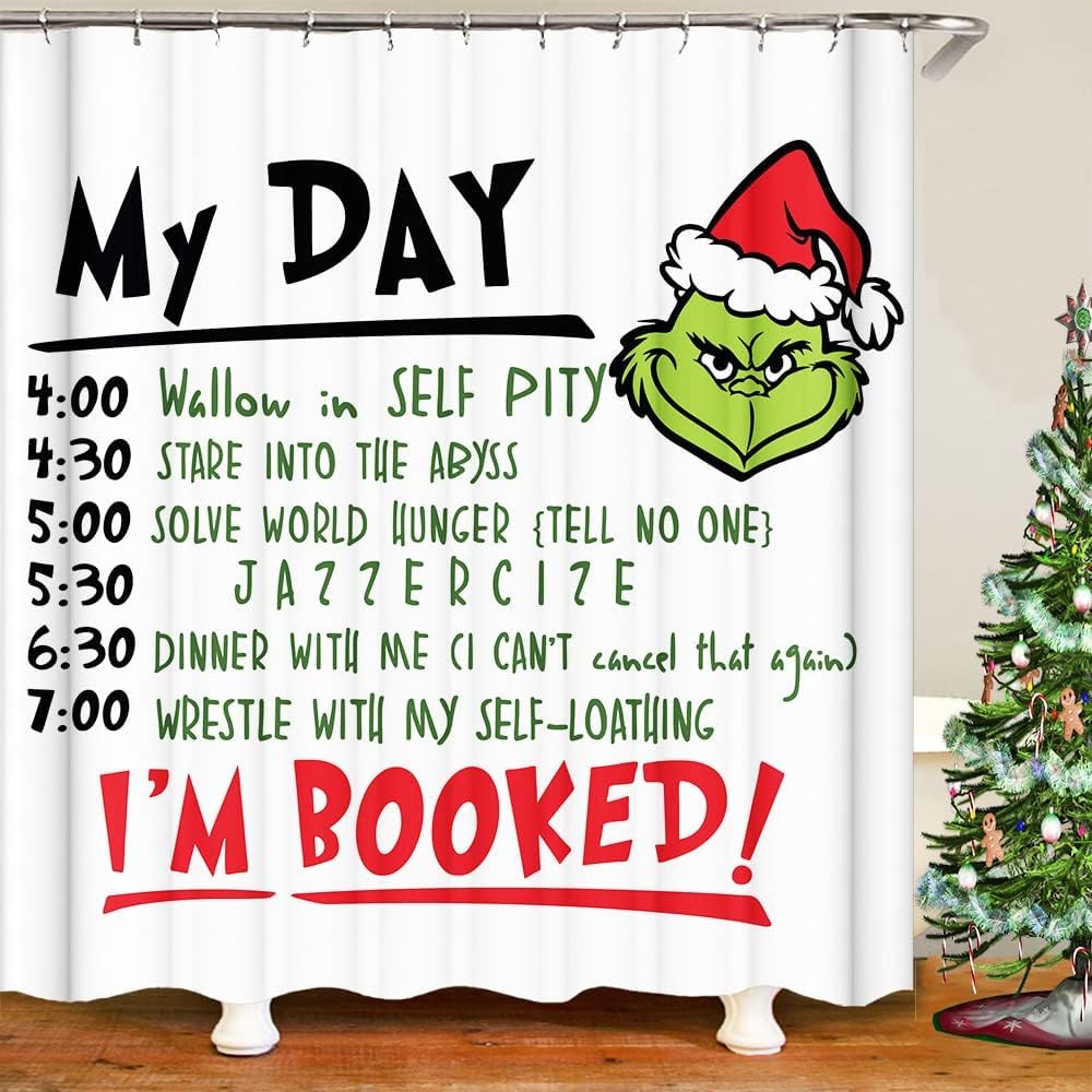 ALINK Merry Christmas Waterproof Shower Curtain for Bathroom Winter Xmas Polyester Farmhouse Holiday Bathroom Decor 72x72 Inches with 12 Hooks Home Bathtub Decoration