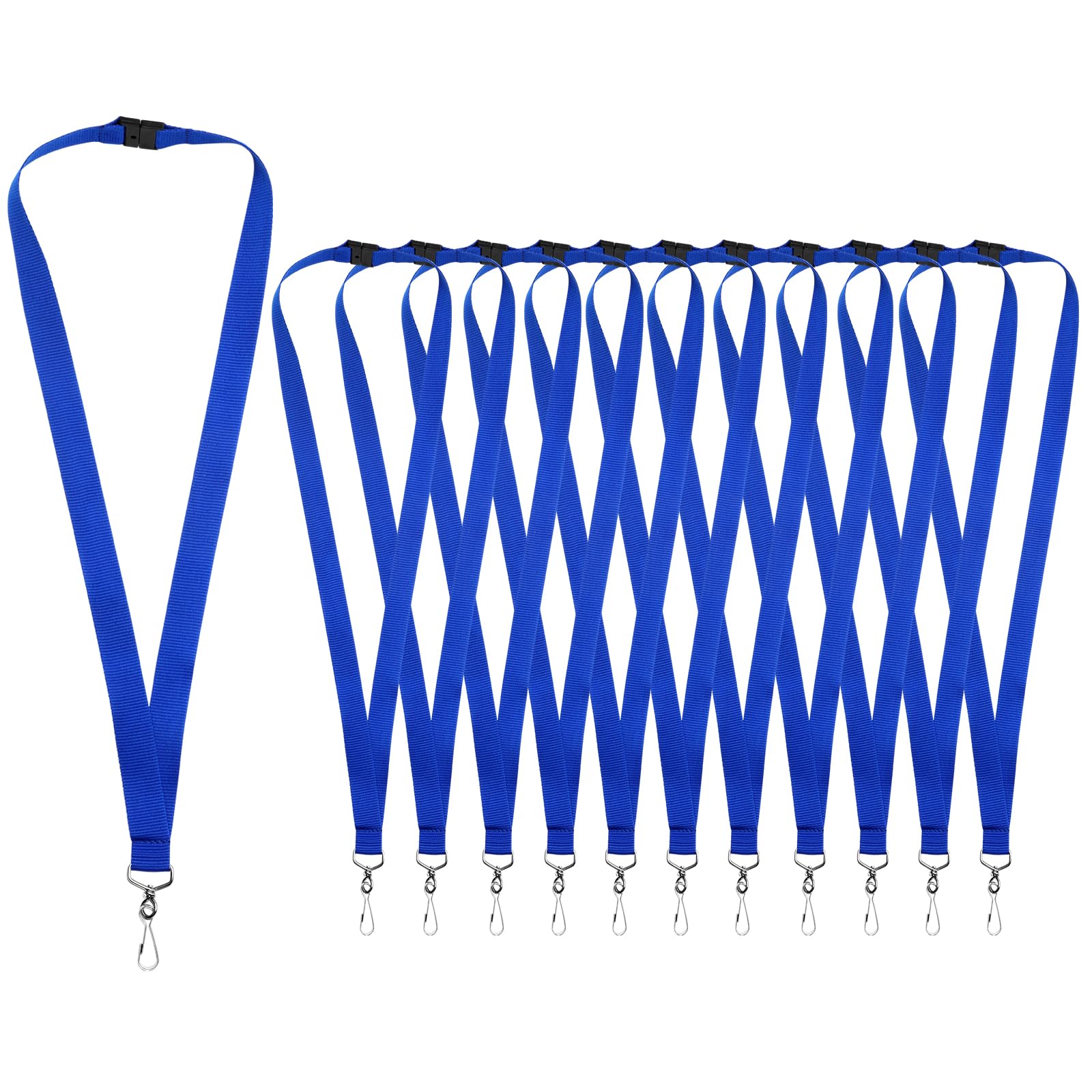 WEZEBEL 12-Pack Blue Breakaway Lanyards for id Badges, Polyester Neck Straps for ID Cards, Keys, Office, School & Events